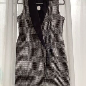 Black and White Plaid Sleeveless Dress